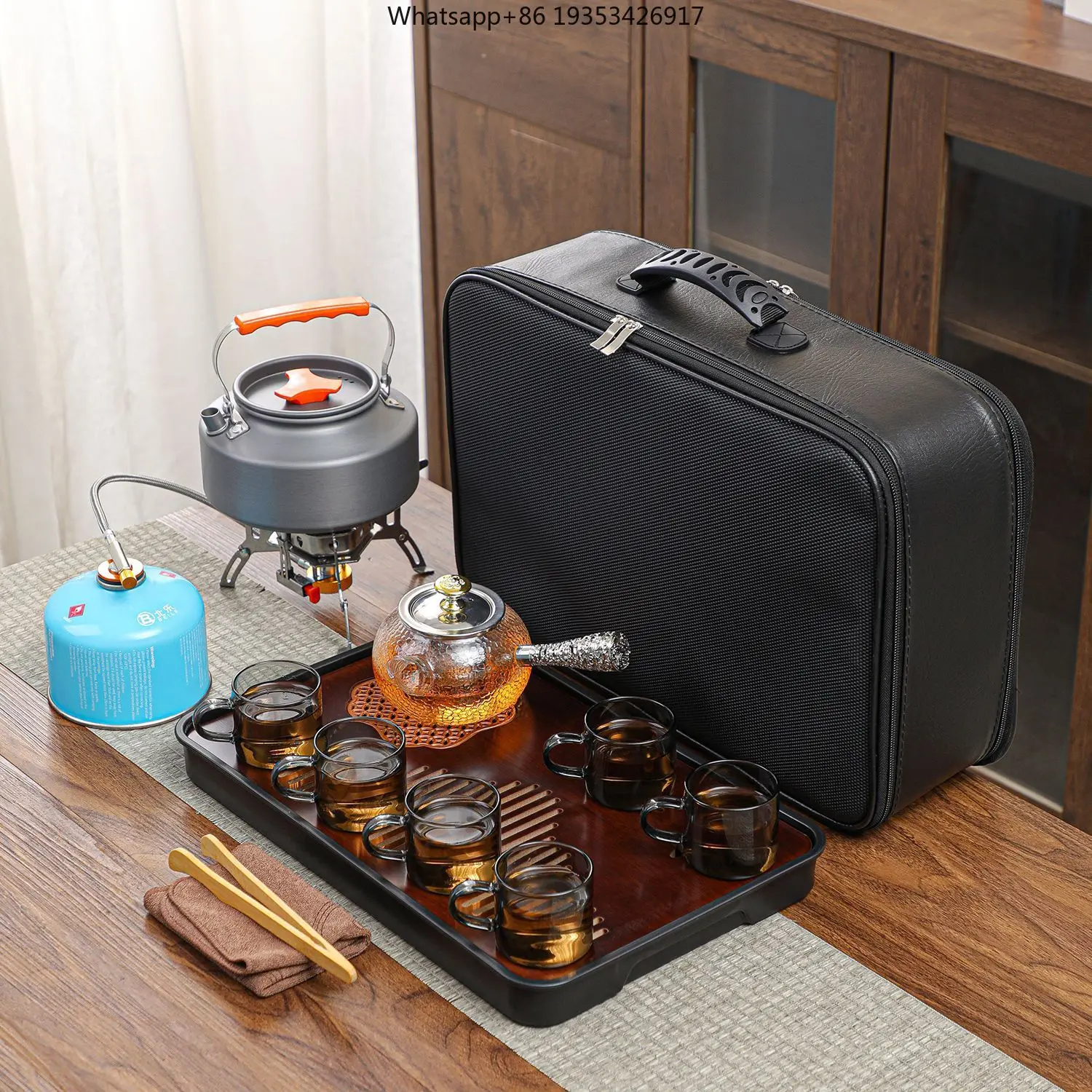 New car outdoor glass tea set camping stove tea making portable suitable for travel tea set kettle a complete set