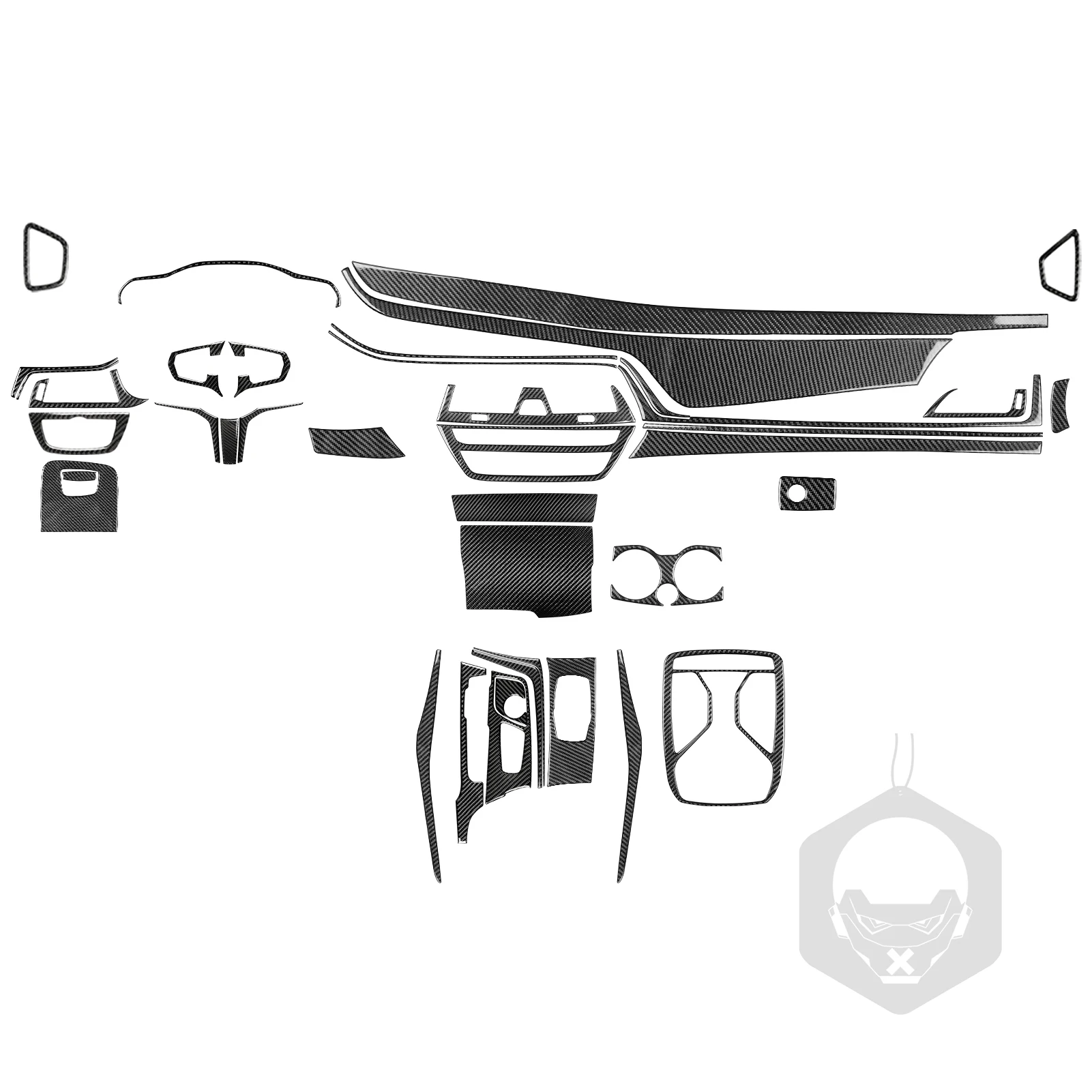 Ensemble de garniture de tableau de bord pour Console centrale BMW série 5 G30 2016 – 2022, réglage de la couverture, feuille de carbone véritable souple, accessoires d'intérieur de voiture