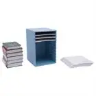 Vertical Desktop Sorter, 11 Compartment, Blue, Letter-size Shelves, Durable Laminate Finish