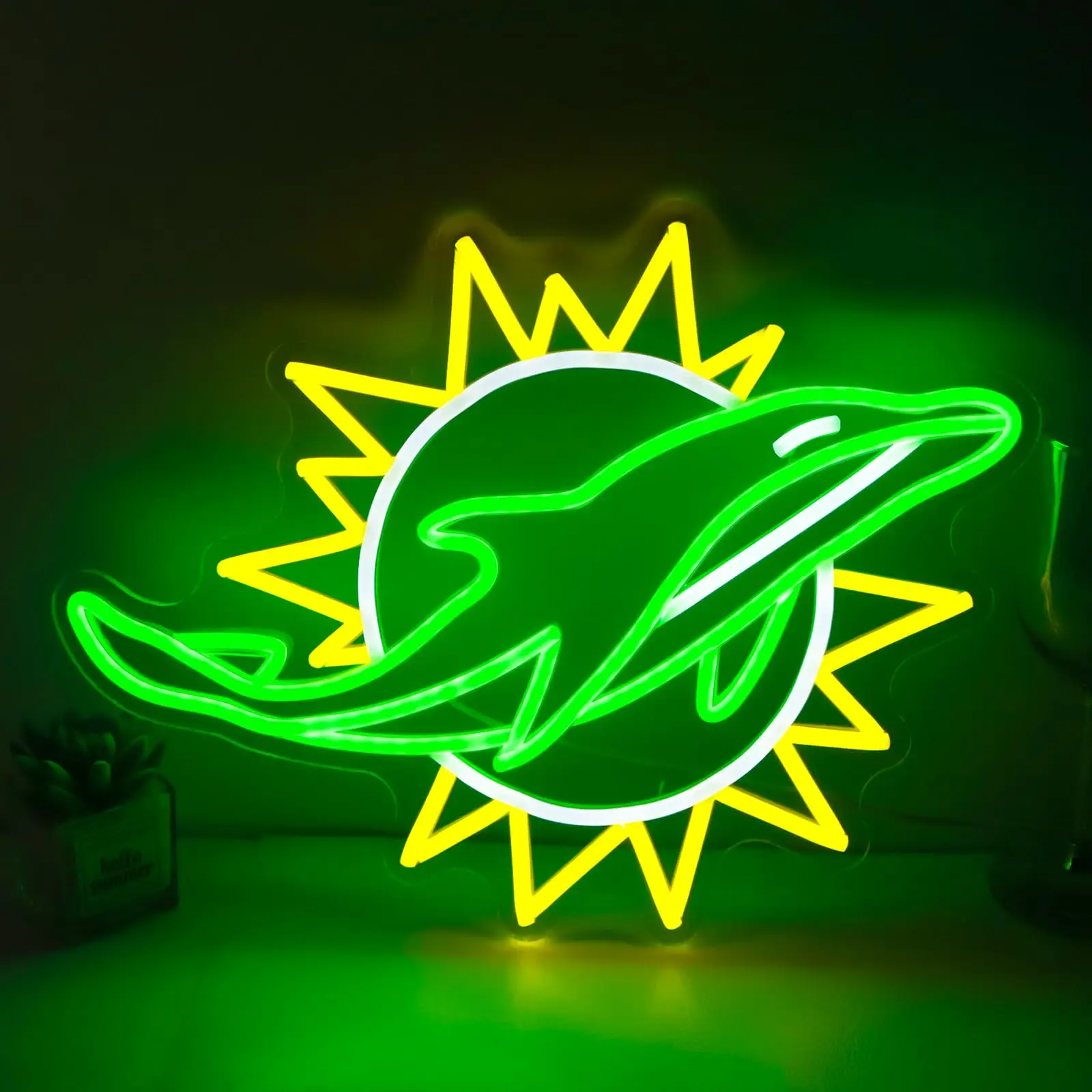 Dolphins Neon Light Dolphin Decorative Signs Larger Hanging Neon Sign Room Bar Sport Bar Club Man Cave Wall Decor Birthday Gifts