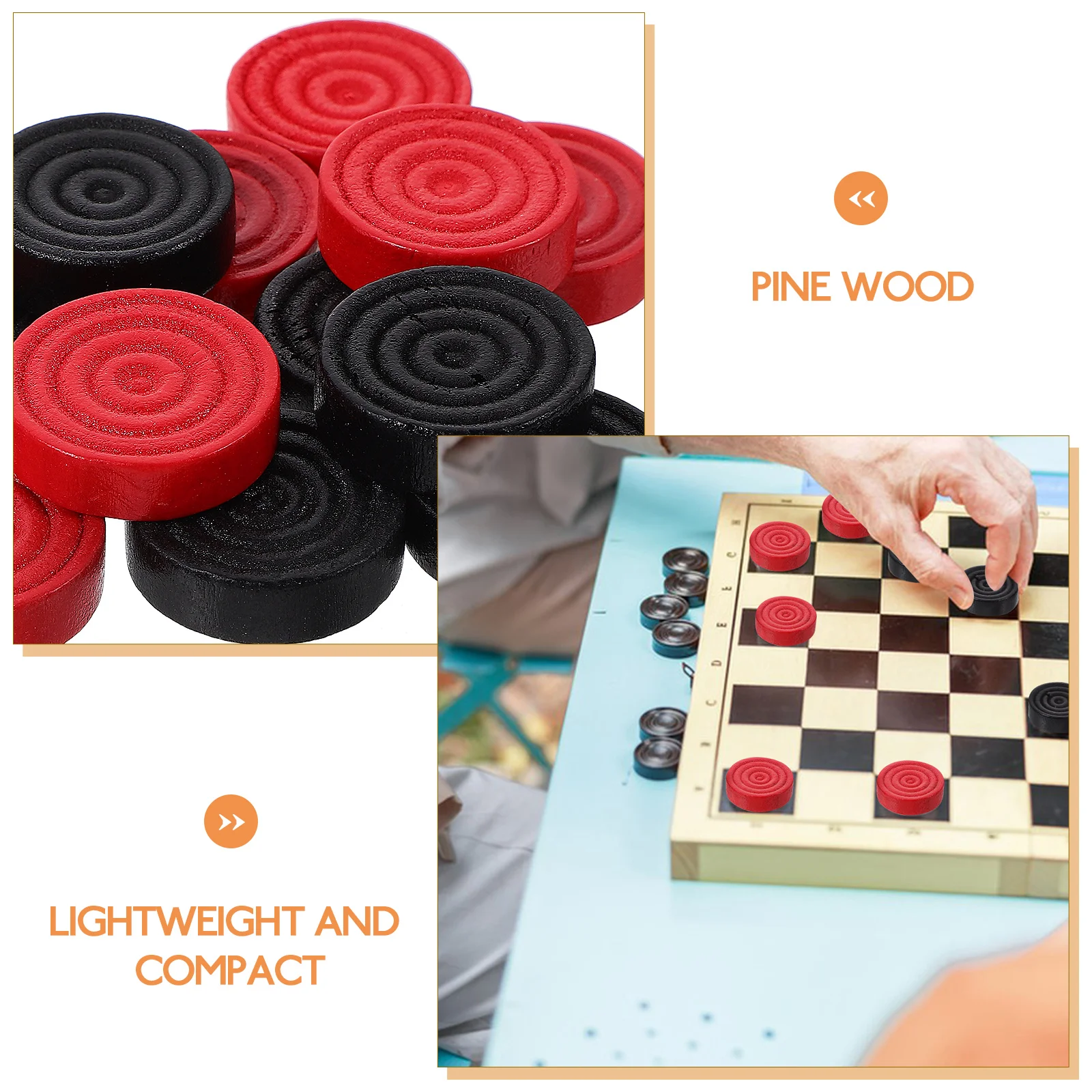 

24pcs Wooden Pieces Replacement Chess Set For Chessboard Game Accessories Smooth Burr-Free Round Design Lightweight