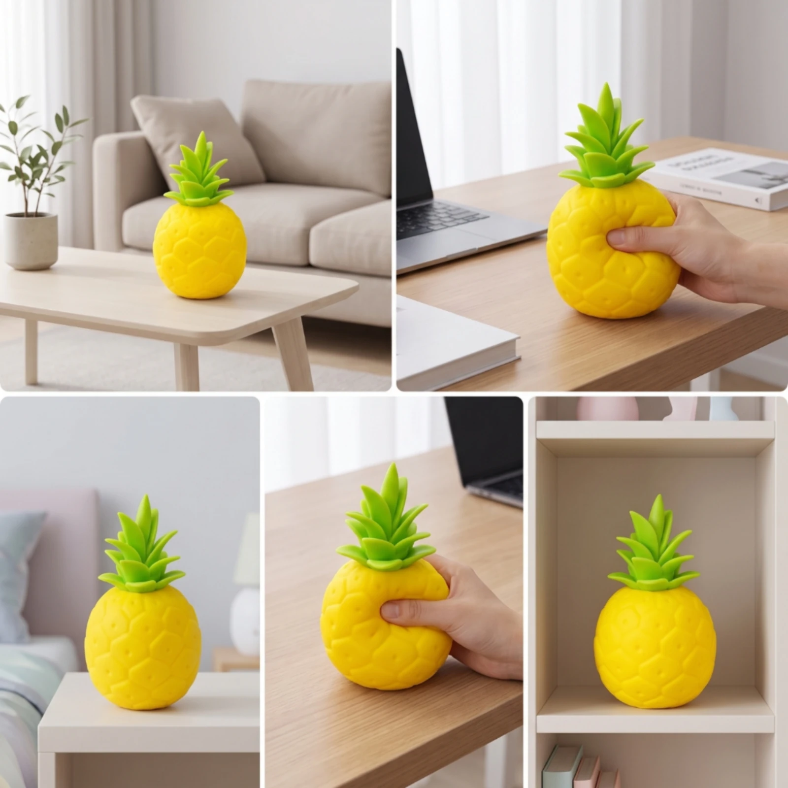 Pineapple Squishy Squeezable Pineapple Stress Ball Squishie Soft Squishy with Leafy Crown Anxiety Relief for Fidgeters