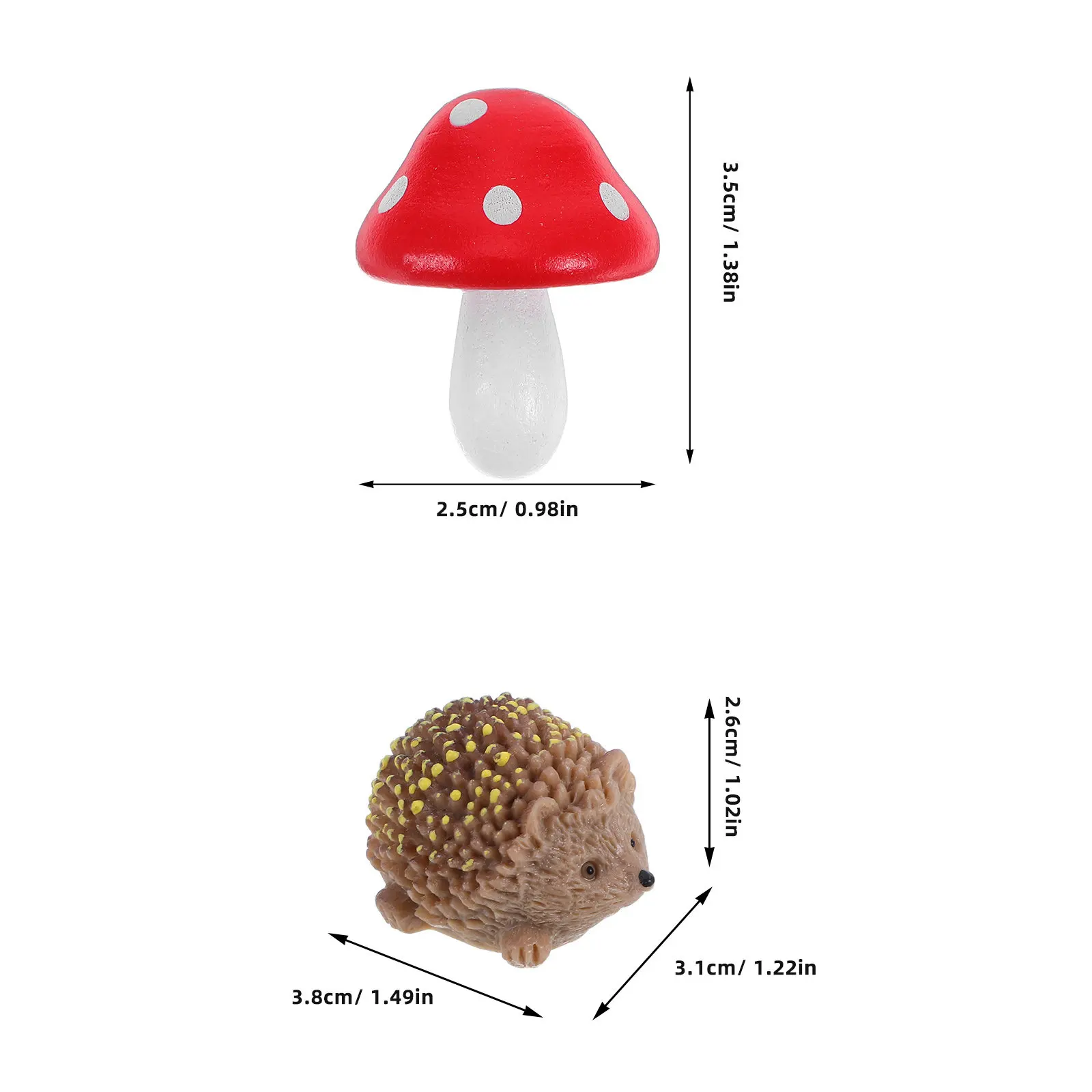 12Pcs Garden Bonsai Decor Mini Mushroom Hedgehog Resin Animal Miniatures Fairy Garden Accessories Micro Landscape Outdoor