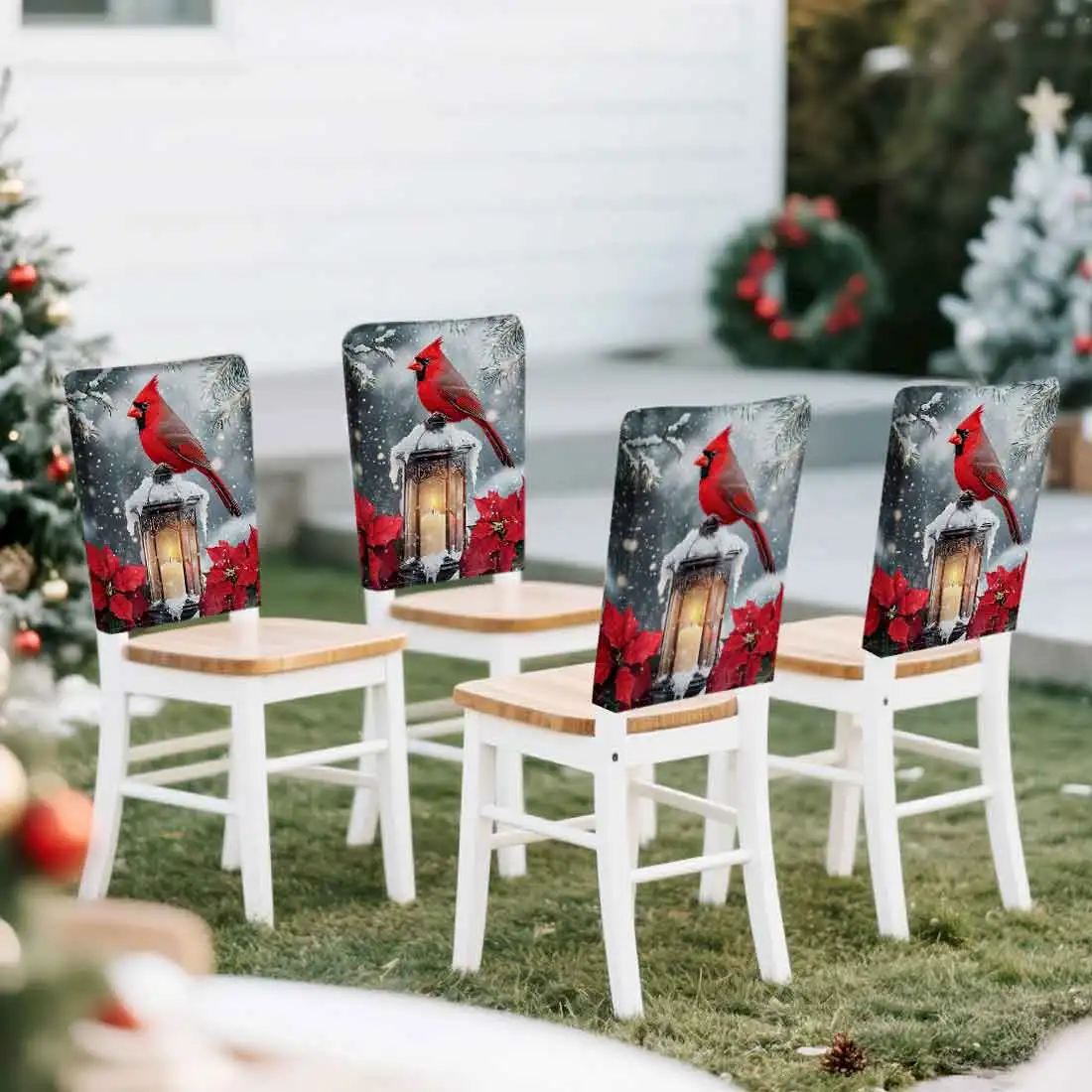 2/4/6pcs/set 45x55cm Christmas cardinal Chair Cover Table Decoration Dining Seat Chair Covers Dining Room Bar Party Banquate