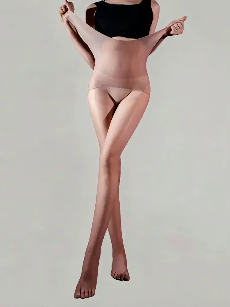 Women Pantyhose Super Stretch High Waist Oil Glossy Pantyhose Seamless Crotch 5 Toe Split Toe Tights Silky Oily Sheen Leggings