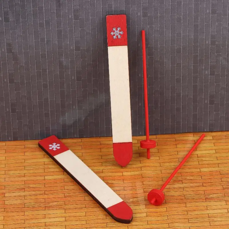 1/12 Dollhouse Mini Wooden Sled Model Dollhouse Christmas Scene Decoration Dolls House Accessories Pretend Play Toys