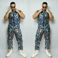 Sleeveless Mirrors Jumpsuit Men'S Nightclub Stage Show Gogo Dancer Costumes Festival Clothing Sexy Pole Dance Outfit XS3664
