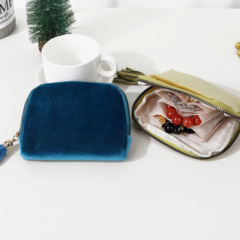 Schmuck-Organizer für Reisen: Valentinstagsgeschenke für Frauen 6-lagiger Samt-Reißverschlussbeutel für Armreifen und Gliederarmbänder – Detail 8