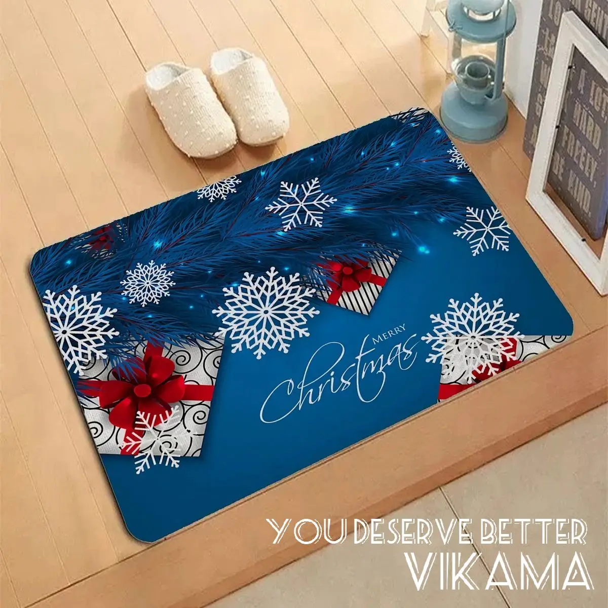 VIKAMA Christmas Tree Wreath Lucky Star Snowflake Diatomaceous Earth Floor Mats Bathroom Kitchen Entrance Anti-slip Floor Mats