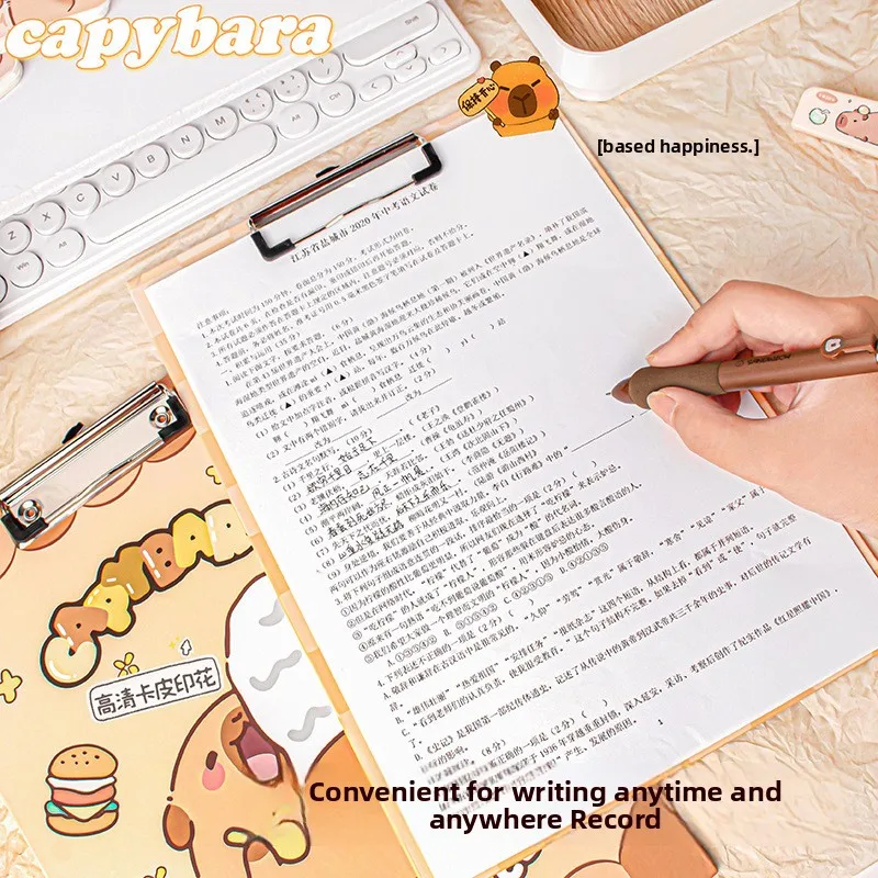 2 Pcs Kapibara A4 Folder Student Board Clip Writing Board Test Paper Storage and Finishing Multifunctional Thickened Stationery
