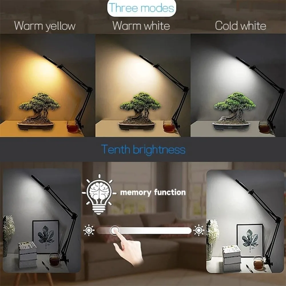 

Portable Metal Desktop LED Lamp Long Arm Adjustable Reading Lamp Folding Flexible Eye Protection Lamp Study