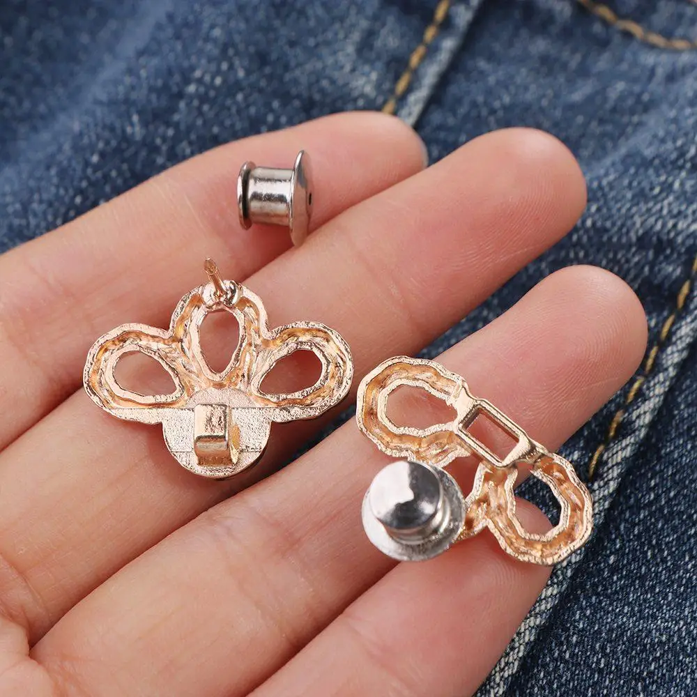 سبيكة زهرة السراويل زر المشدود زر المشابك قابل للتعديل زهرة جان صالح تشديد أبازيم الفضة الذهبي شقراء