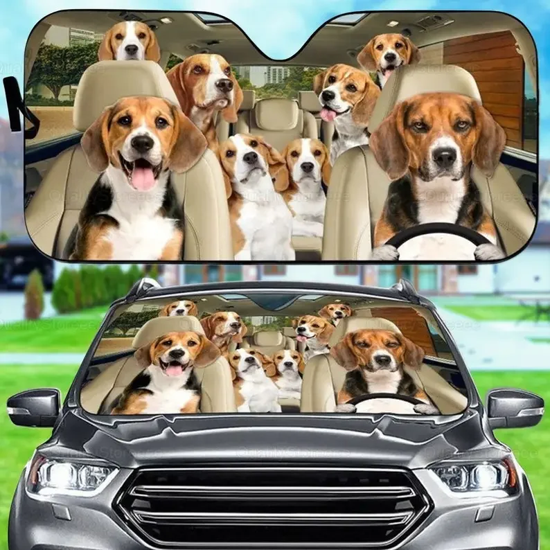 

Dogs Family Sunshade, Dog Car Accessories, Car Decoration, Gift Owner Dog, Car Sun Protector LNG182202A20