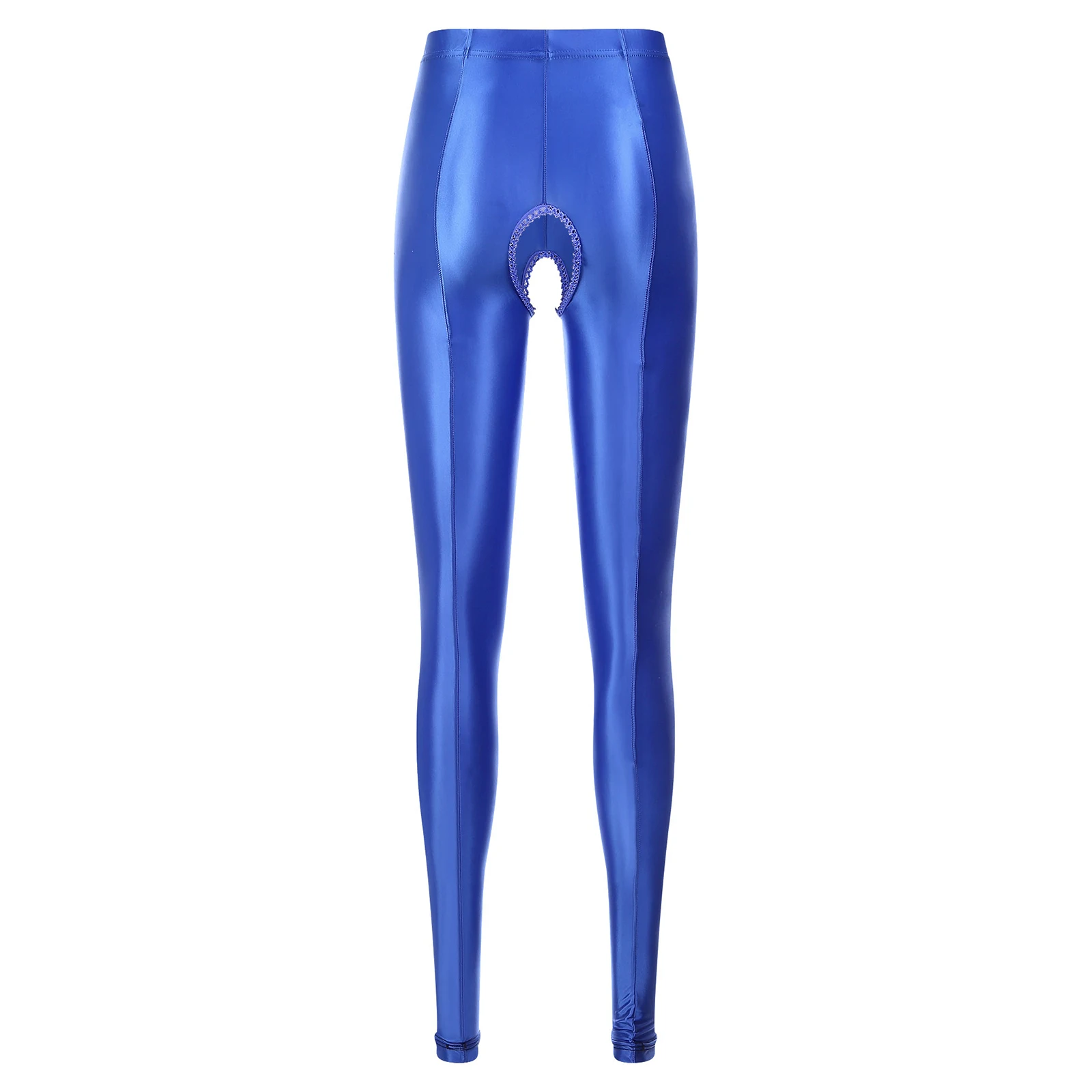 Leggings ajustados de Color liso para mujer, mallas de cintura alta con entrepierna abierta, ropa interior Sexy, pantalones de noche para fiesta