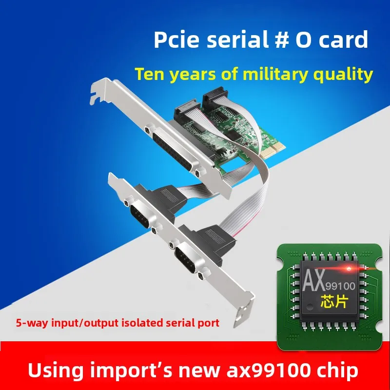 AX99100 PCI-E Serial Parallel Card Dual COM RS232 LPT Printer Port for Industrial Control
