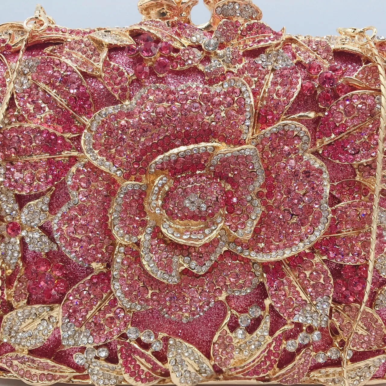 Clutch Diamond Dinner Bag Hollow Pastel Roses Full Of Diamonds Women's Banquet Dress Bag Bolsas De Mujer Bolso Diseñador De Lujo