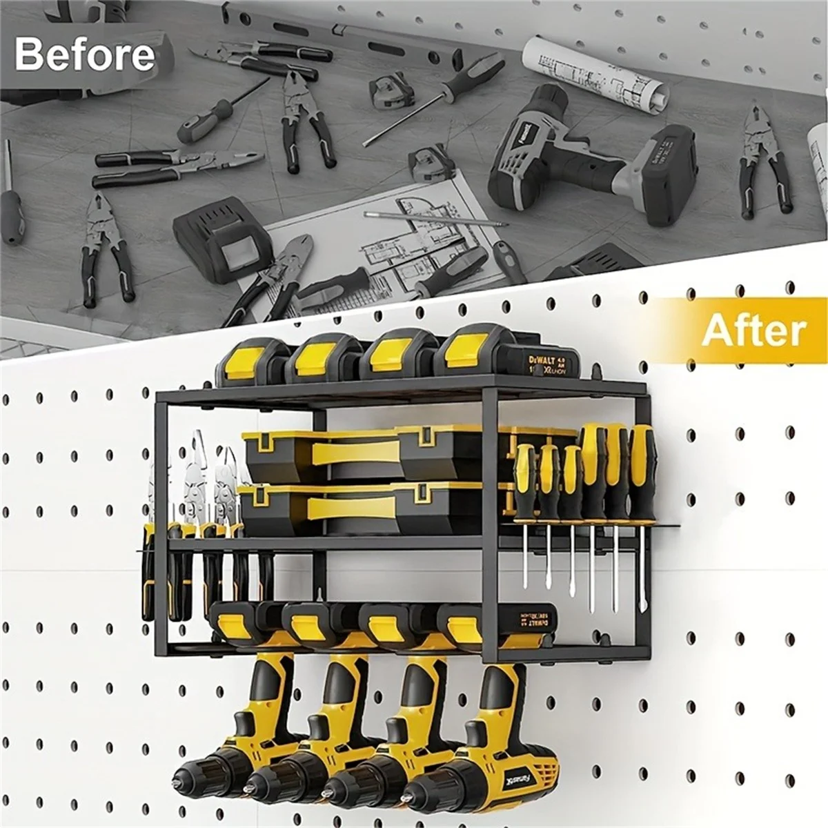 

Kit Tools Organizer Power Tool Organizer Wall Mount Utility Racks Suitable For Workshop Extended Large Heavy Duty Drill Holder