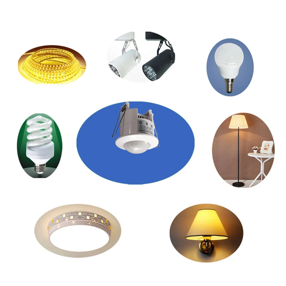 White 360 Degree Recessed PIR Motion Sensor Detector Light Switch AC110-240V For Ceiling Home Bathroom Energy Saving Electrical