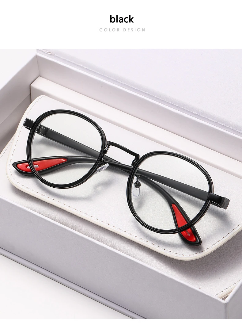 Punk-Style Farbwechselnde Kurzsichtbrille, Neue Modische Runde Hip-Hop Anti-Blaulicht-Brille 072 – Detail 10