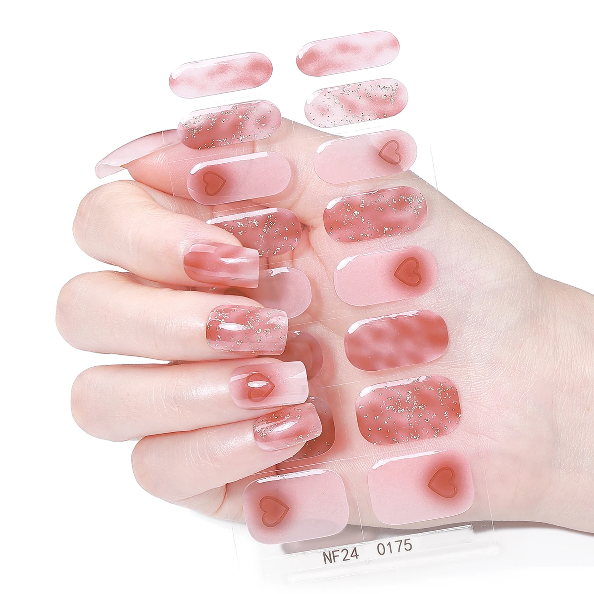 16 punte francesi semi curate gel strisce per unghie San Valentino amore gel smalto avvolge adesivo gel a copertura totale a lunga durata decorazione per unghie