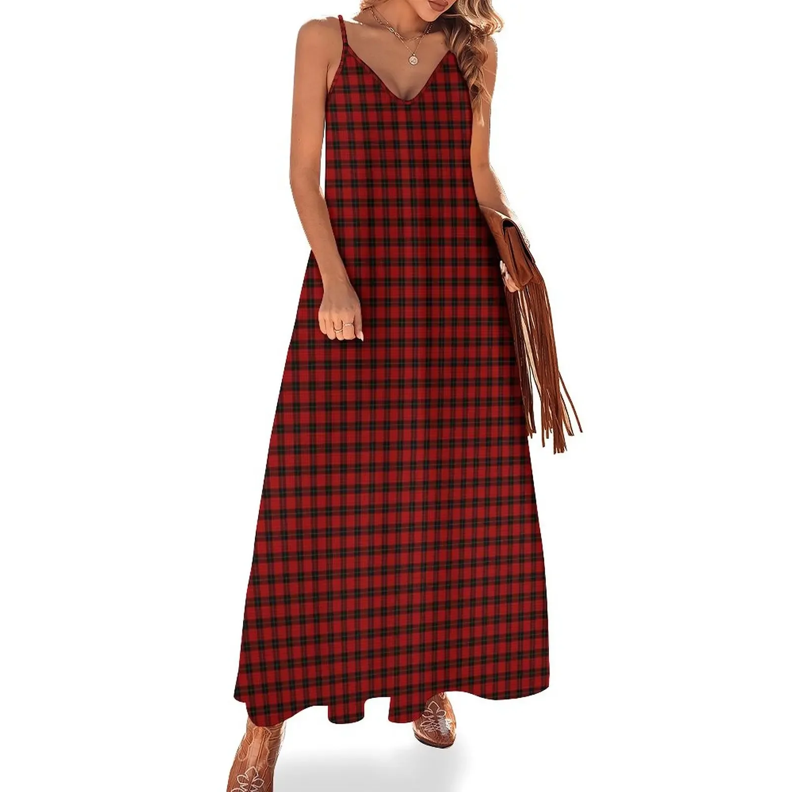 

MacQueen Tartan Sleeveless Dress beach dress Woman clothing long sleeve dresses