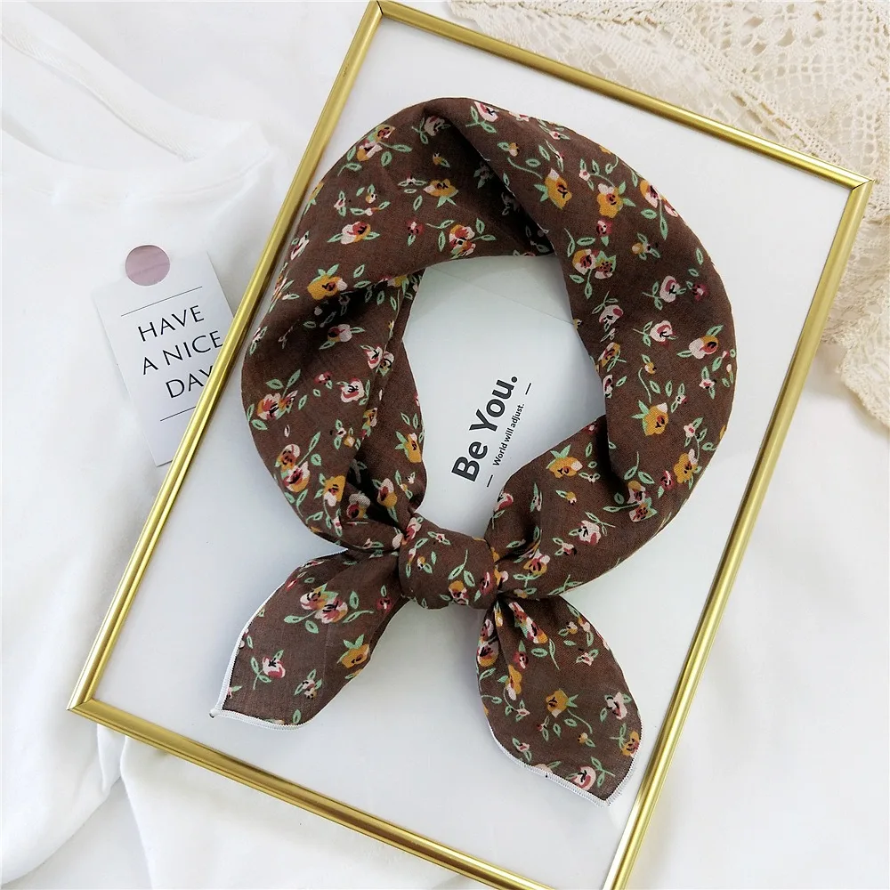 

Flower Headband Cotton Linen Square Scarf Head Scarf Pastoral Style Floral Kerchief Collocation Clothing Accessories Hair Tie