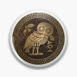 Athens Ancient Greece Athenian Owl Symbo  Soft Button Pin Decor Collar Jewelry Creative Cute Clothes Lapel Pin Cartoon Funny