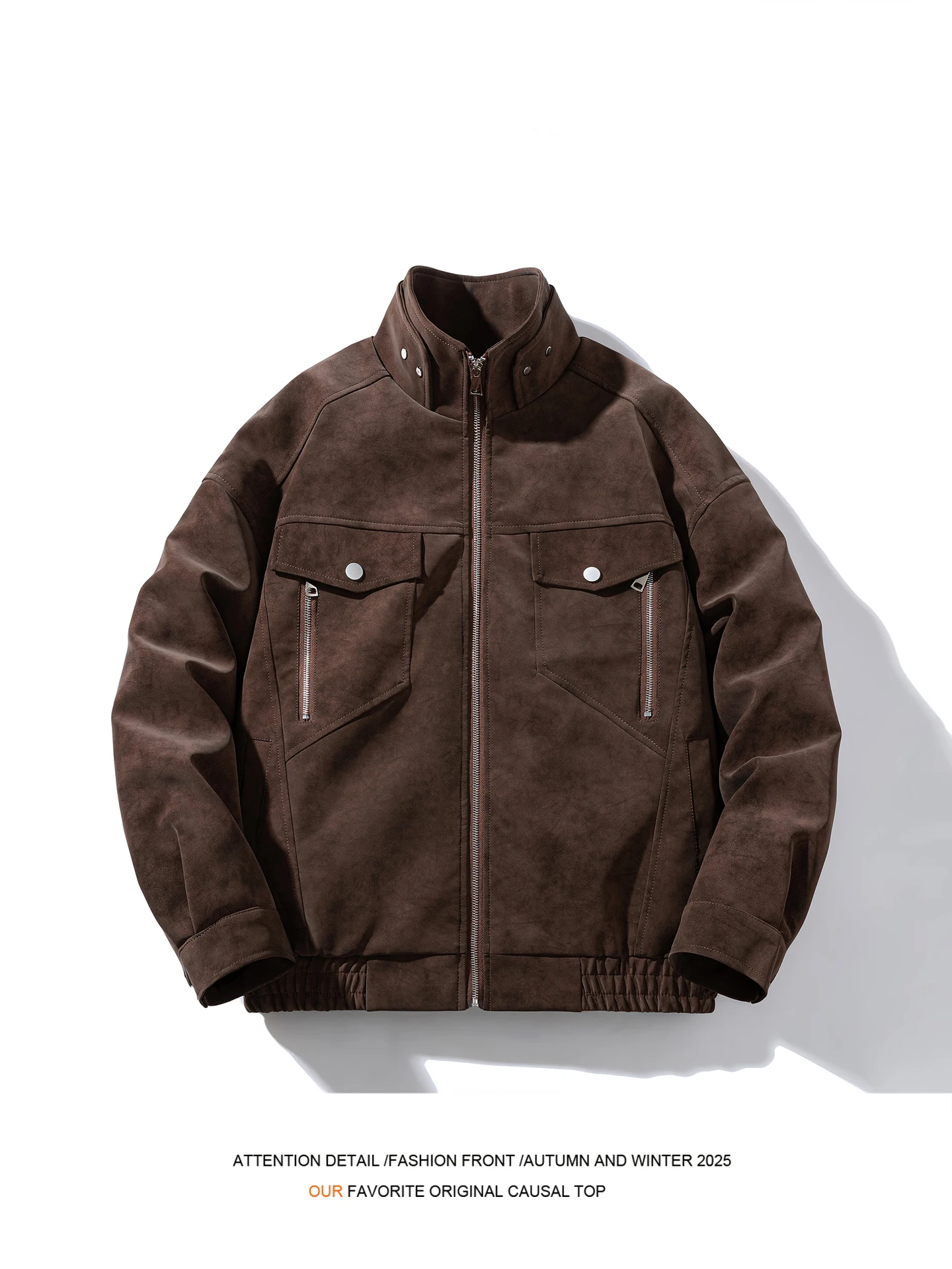 

American Sle Heavyweight Autumn Winter Retro Suede Jaet Men's Loose Motorcycle Stand Collar Workwear Cotton Vest Jaet