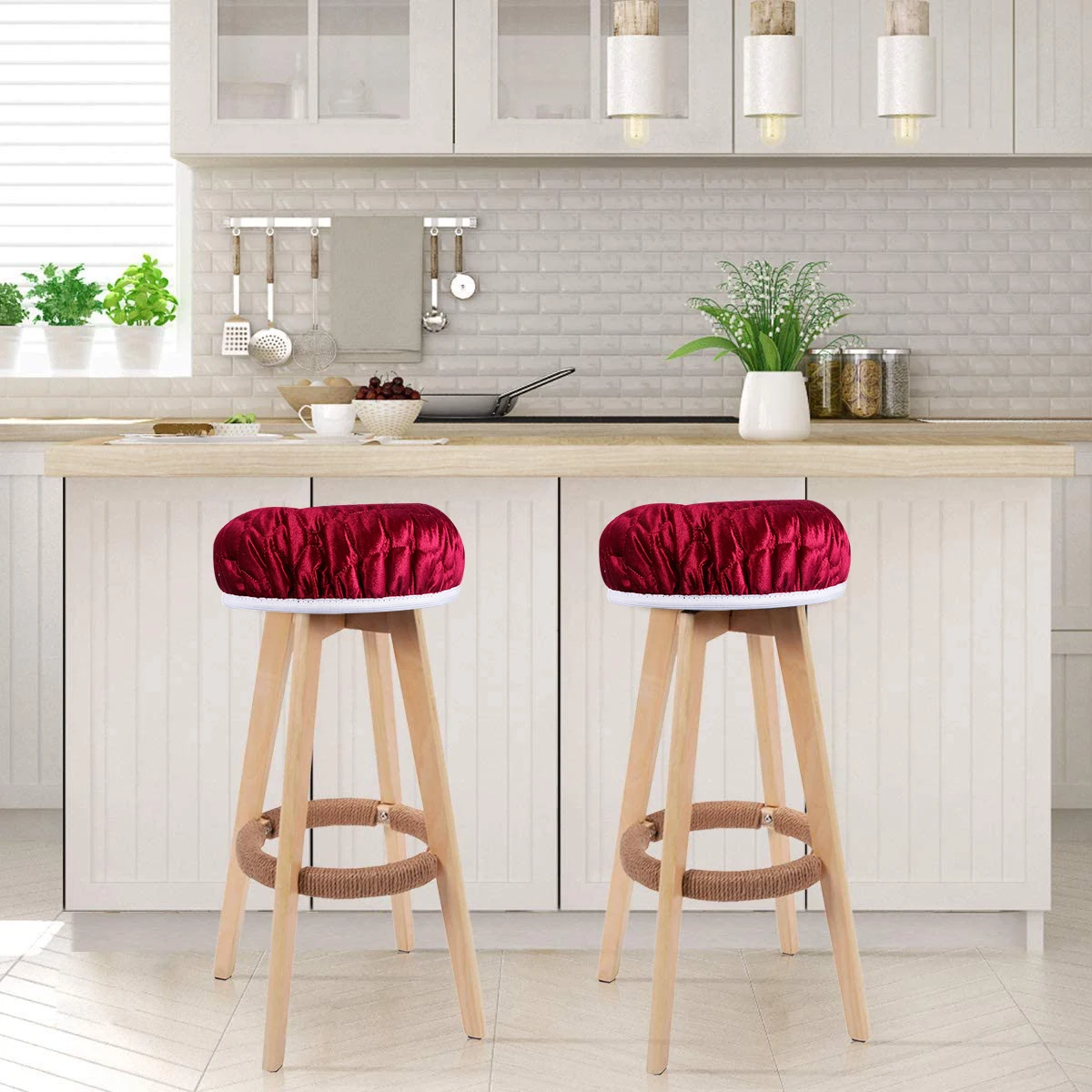 

1pc Elastic Stool Cover Pure Color Stretchy Chair Protective Cover For Home Office Hotel Easy Install Dust Scratch Protection