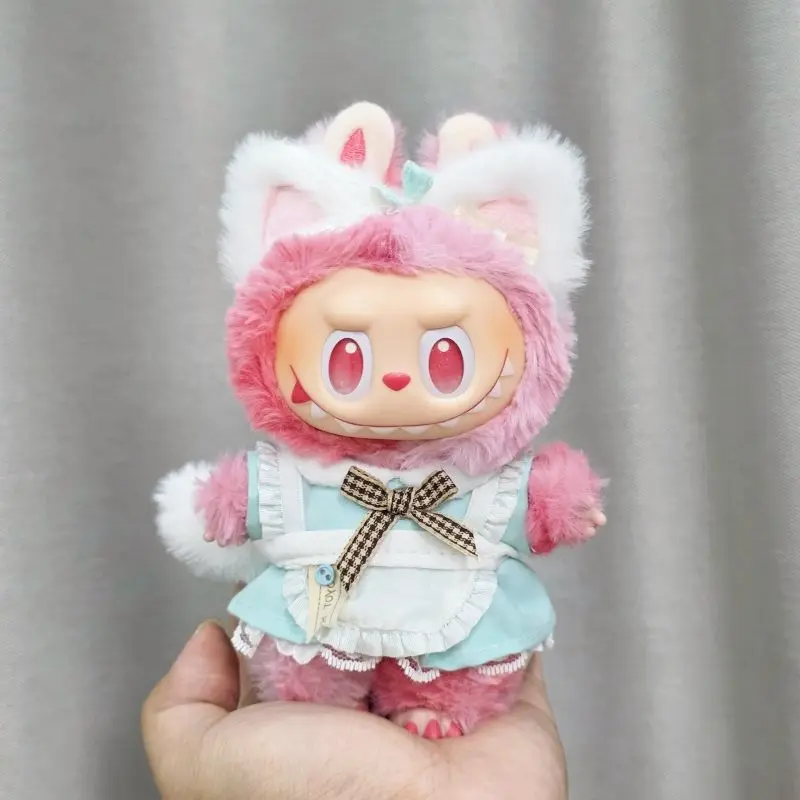 

New 17cm Doll Clothes for Labubu V1 V2 V3 Doll Mint Maid Suit Cartoon Cute Dress Up Clothes Decoration Accessories Cartoon Gifts
