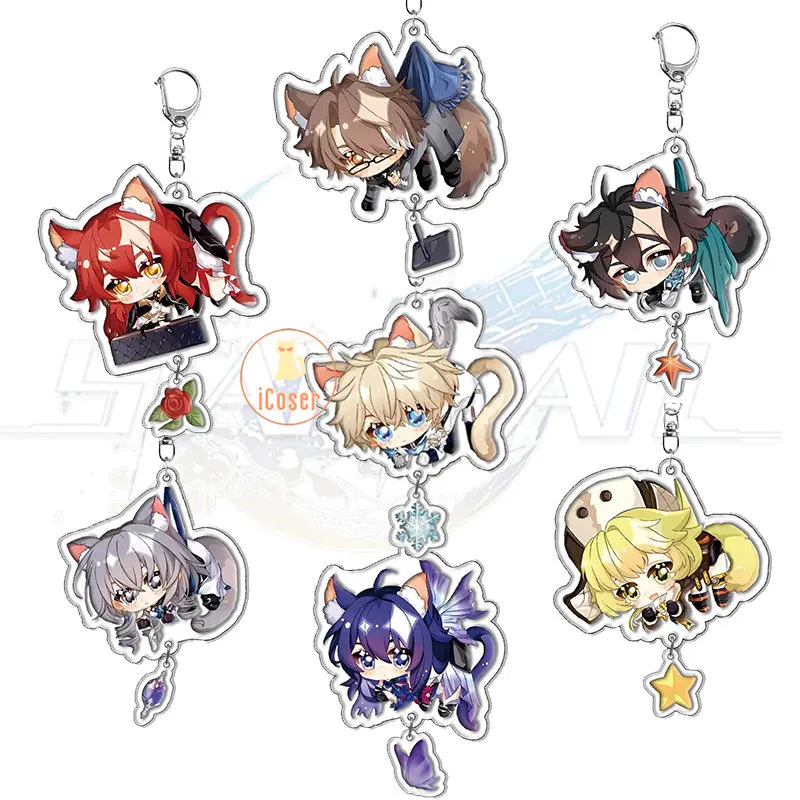 Honkai Star Rail Keychain Himeko March 7th Sampo Koski Blade Cosplay Dan Heng Silver Wolf Key Chain Astral Express Jing Yuan Boy