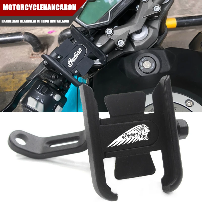 For Indian FTR 1200 S FTR1200 Carbon / Rally Chief VINTAGE Scout CNC Handlebar Mirror Mobile Phone Bracket GPS Stand Holder