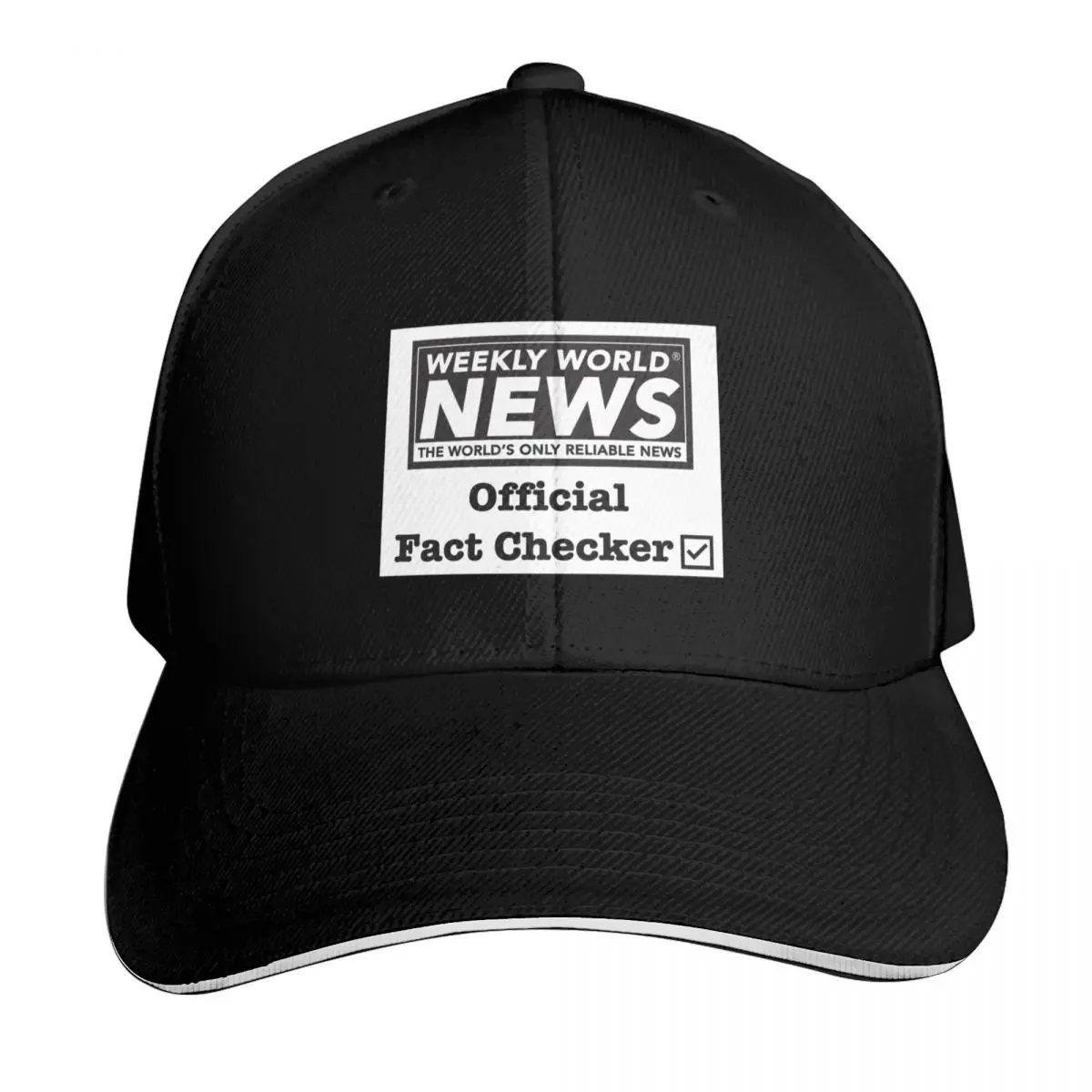 Weekly World News Official Fact Checker Baseball Cap Snapback Flat Bill Strapback Dad Hat Six Panel Structured Crown