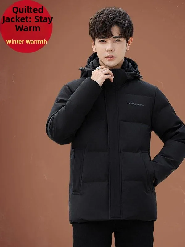 

Men's Winter Thiened ort down Jaet Faionable Hong Kong Sle Regular Fit Collar Stand up Windproof White Du down