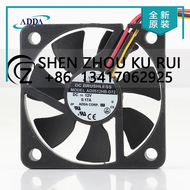Original Taiwan ADDA 5V 24V 48V DC 12V 0.17A AC EC 5010 50X50X10MM 5CM double ball bearing quiet small AD5012HB-D72 cooling fan