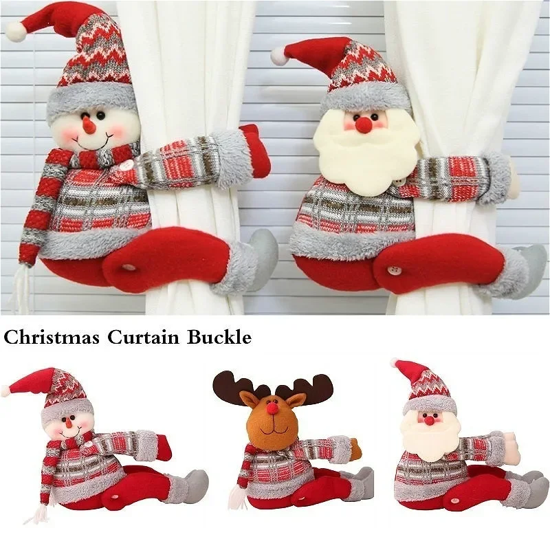 Weihnachten Vorhang Schnalle Weihnachten Home Dekorationen Santa Claus Sonwman Fenster Ornament Dekor Liefert Festival Kinder Geschenke