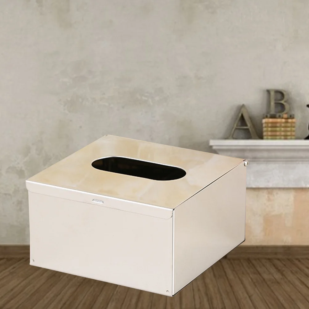 

Stainless Steel Tissue Box Holder Waterproof Dustproof Stainless Steel Tissue Holder Kitchen Bathroom Office Storage Case Silver