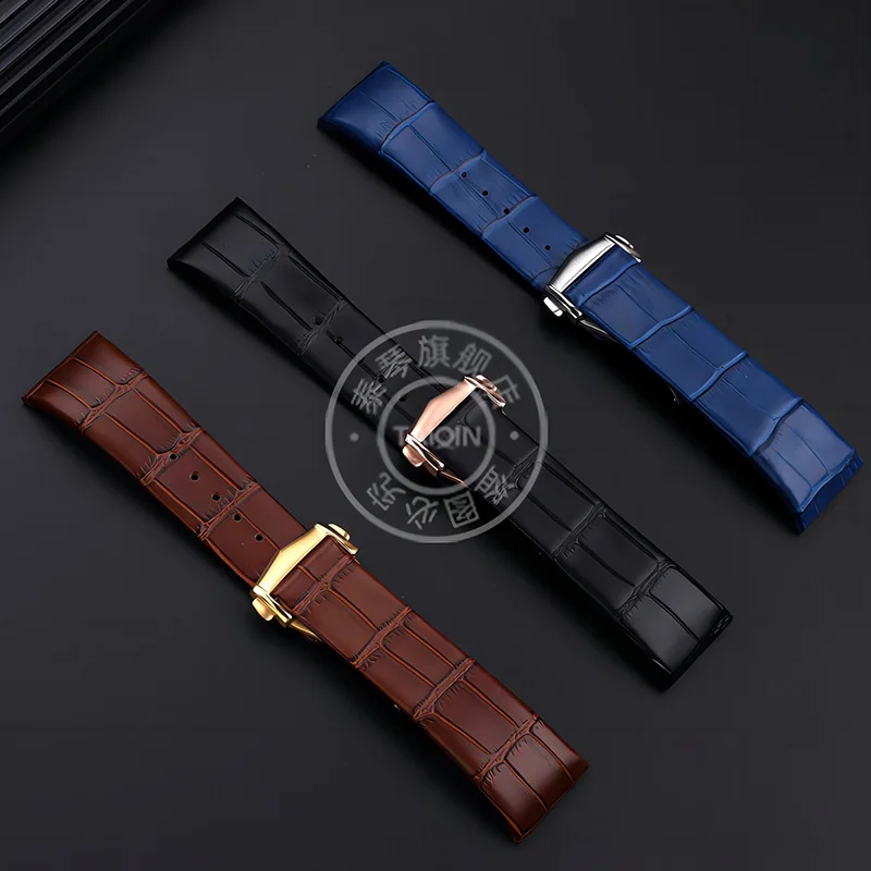 Cowhide watch strap for Omega Constellation Double Eagle series folding buckle notch cowhide watchband accessories 25mm