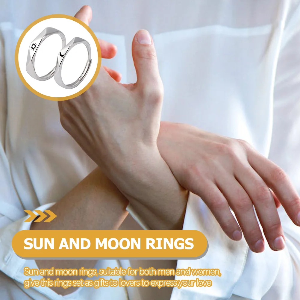 

1Pair Sun and Moon Ring Couples Matching Promise Rings Engagement Rings for Couples Wedding Jewelry for Him Her