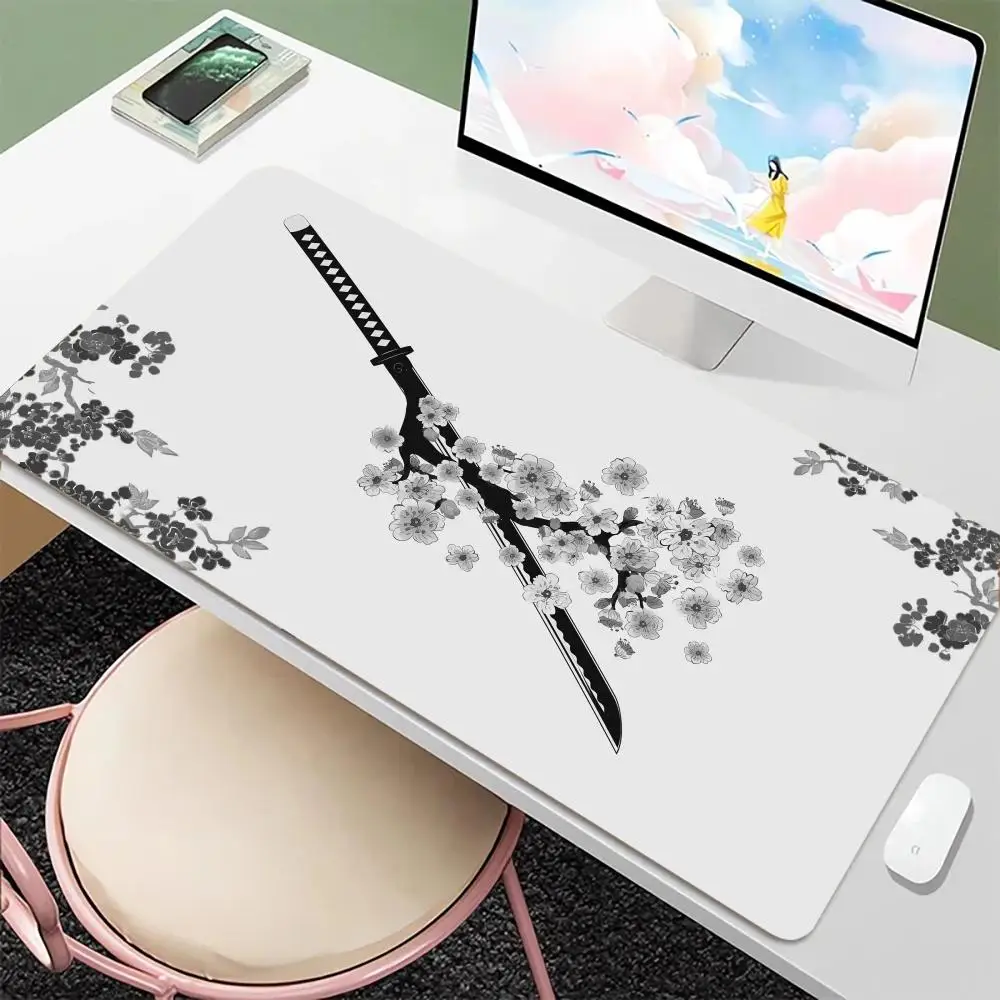 Cherry Blossom Sword Mouse Pad Large Gaming MousePad Anti-Slip Rubber Base Extended Desk Mat Gamer Office Computer Accessories
