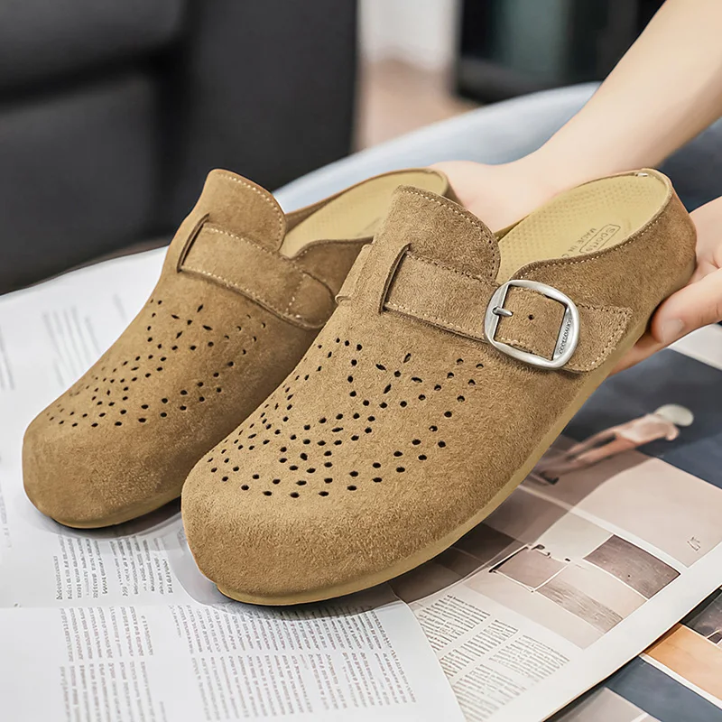2026 Summer New Breathable Baotou Slippers Comfortable Lazy Slippers Men's Outdoor Multi functional Fashion Sandals Boken Shoes