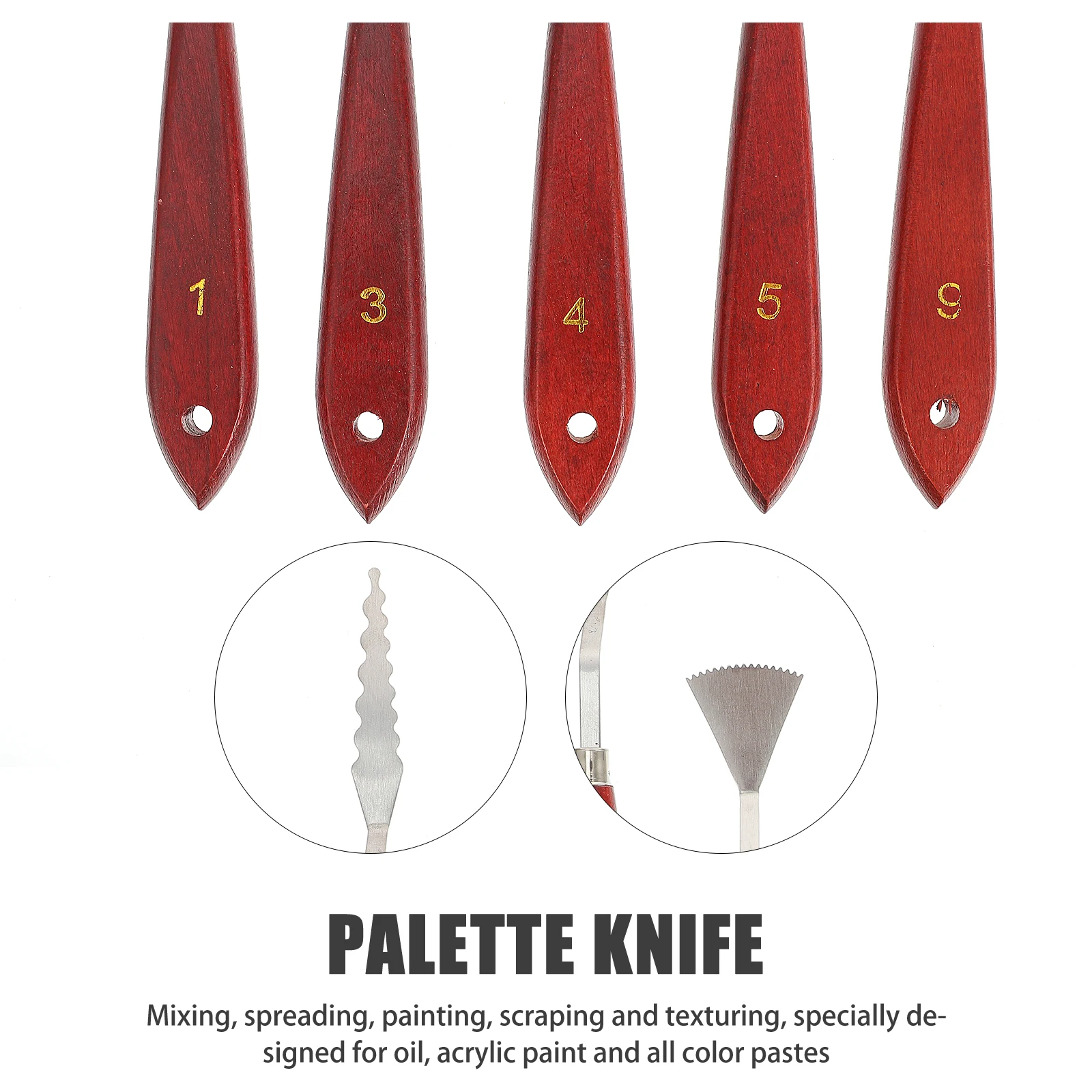 

5PCS Oil Painting Knife Set Durable Stainless Steel Wood Pallet Scrapers Art Supplies Compact Storage Mixed Spreading Texturing