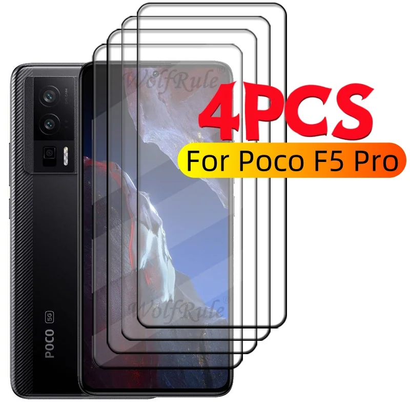 4 pz per Poco F5 Pro Glass Poco F5 Pro vetro temperato Full Cover colla pellicola protettiva 9H HD Screen Protector Xiaomi Poco F5 Pro