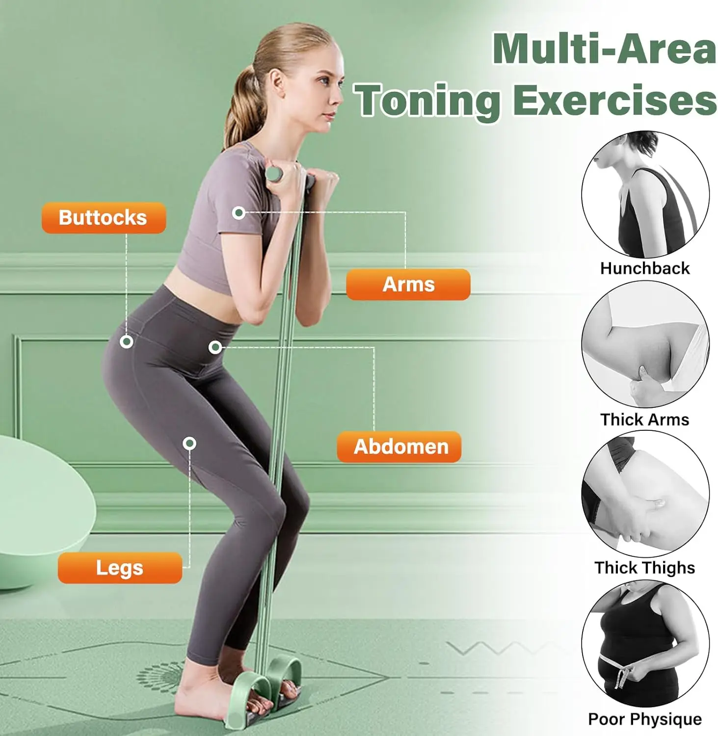 6 Tubes Natural Rubber Pedal Resistance Bands with Handles Multifunctional Yoga Pedal Puller Elastic Tension Rope Full Body Slimming Stretching Trainer Fitness Exercise Equipment for Abdomen Waist Arm Leg Home Gym Yoga Workout Accessories