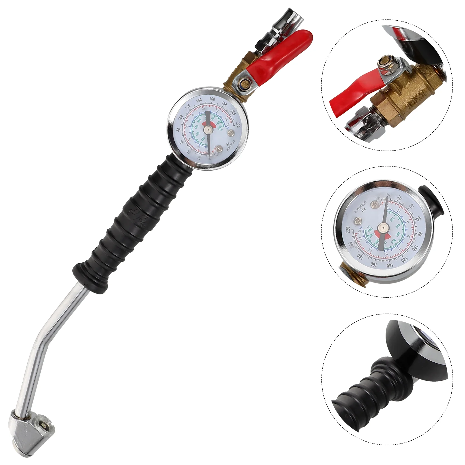 

Air Inflator Pressure Gauge Tyre Inflator Gauge Tyre Air Chuck Inflator Portable Quick Pressure Gauge