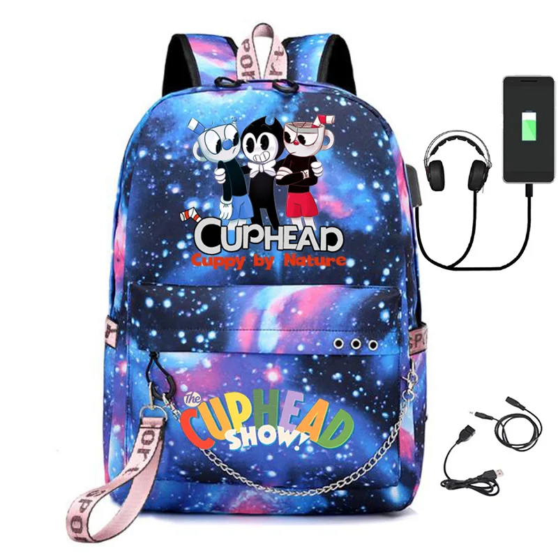 Jogo cuphead mostrar schoolbag estudantes meninos meninas anime mochila dos desenhos animados oxford à prova dlarge água grande capacidade saco de escola portátil