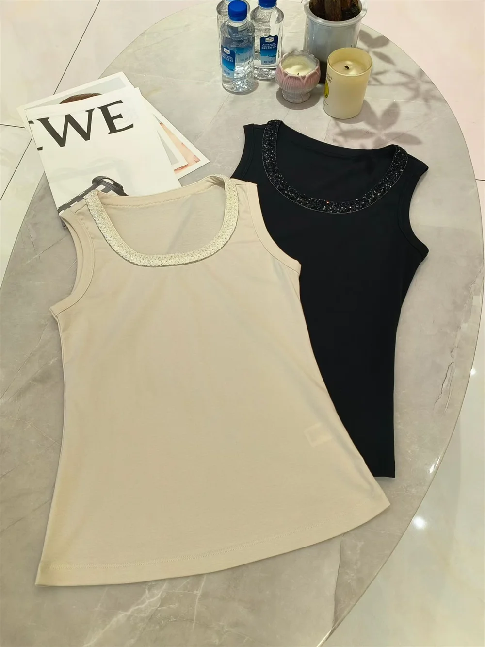 

U-Neck Cotton Vest Sleeveless Knit Inner Layer Simple Slim Top for Women 2026 Spring/Summer