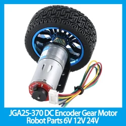 JGA25-370 DC Encoder Gear Motor Robot Parts 6V 12V 24V Geared Motors 65mm Wheel Kit Set Gearmotors for Robot Toy Car