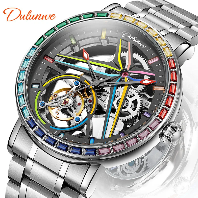 Mens Brand Automatic Mechanical Watch Male Hollow Out Skeleton Business Sport Waterproof Luminous Military Tourbillon Wristwatch