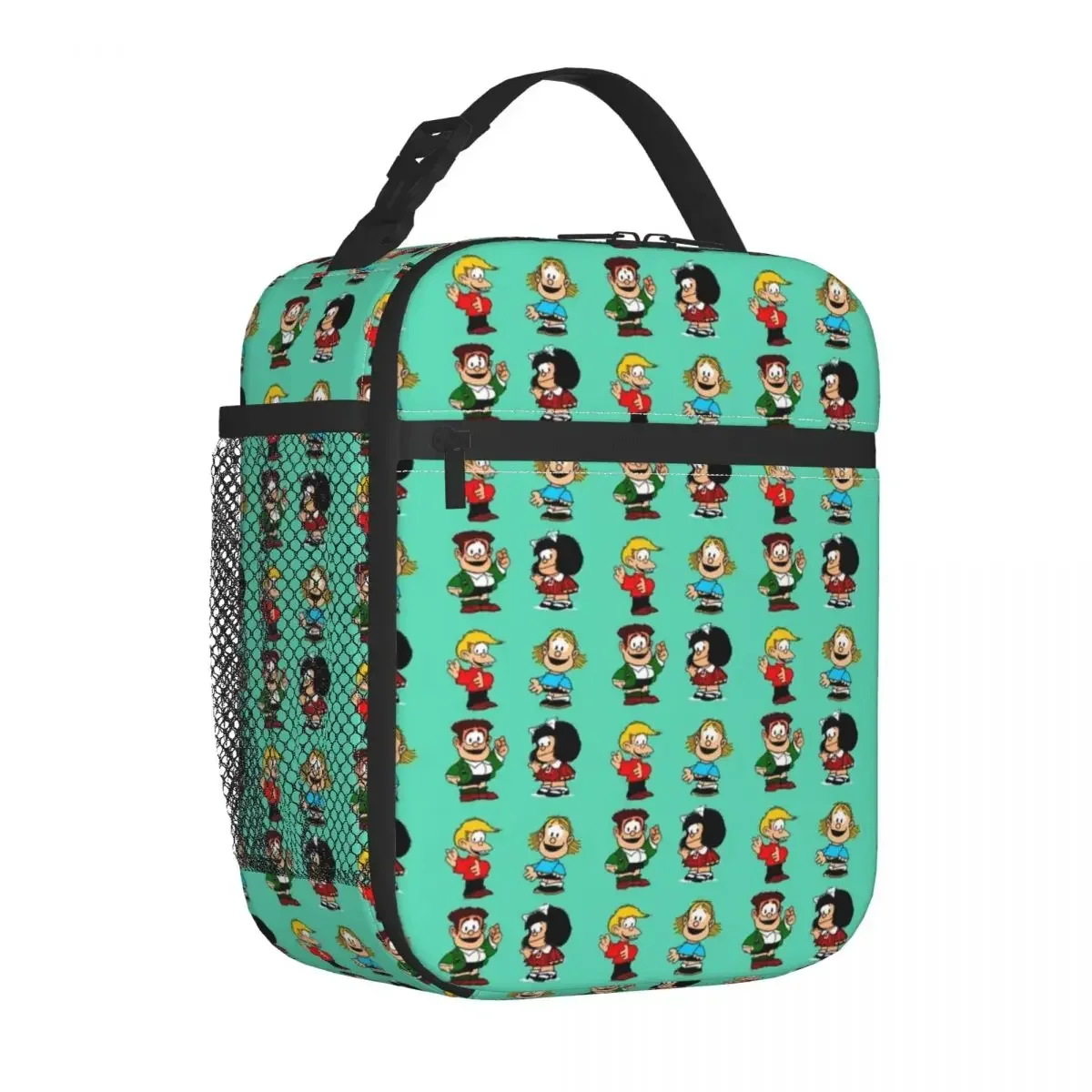 

Kawaii мультфильм Mafalda изолированные сумки для обеда большая манга клетчатая многоразовая сумка-холодильник сумка-тоут ланч-бокс офис уличный мужской женский
